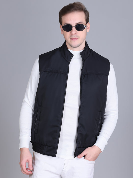 Men Winter Sleeveless Puffer Zipper Jacket