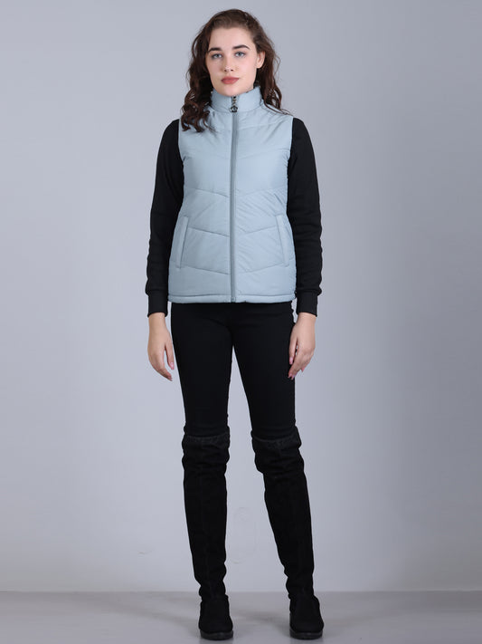 Women's Sleeveless Puffer Jacket Baby Blue