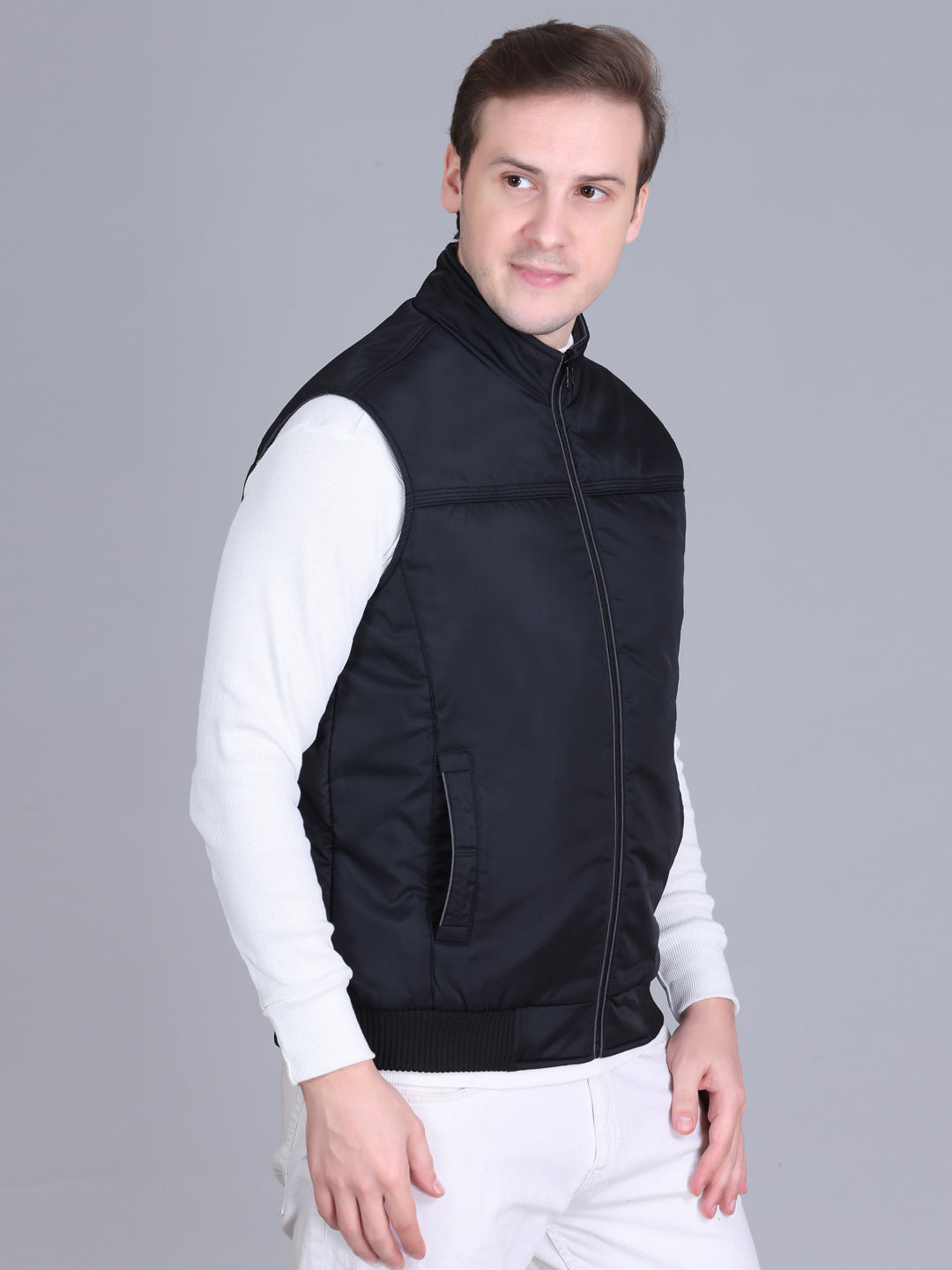 Men Winter Sleeveless Puffer Zipper Jacket