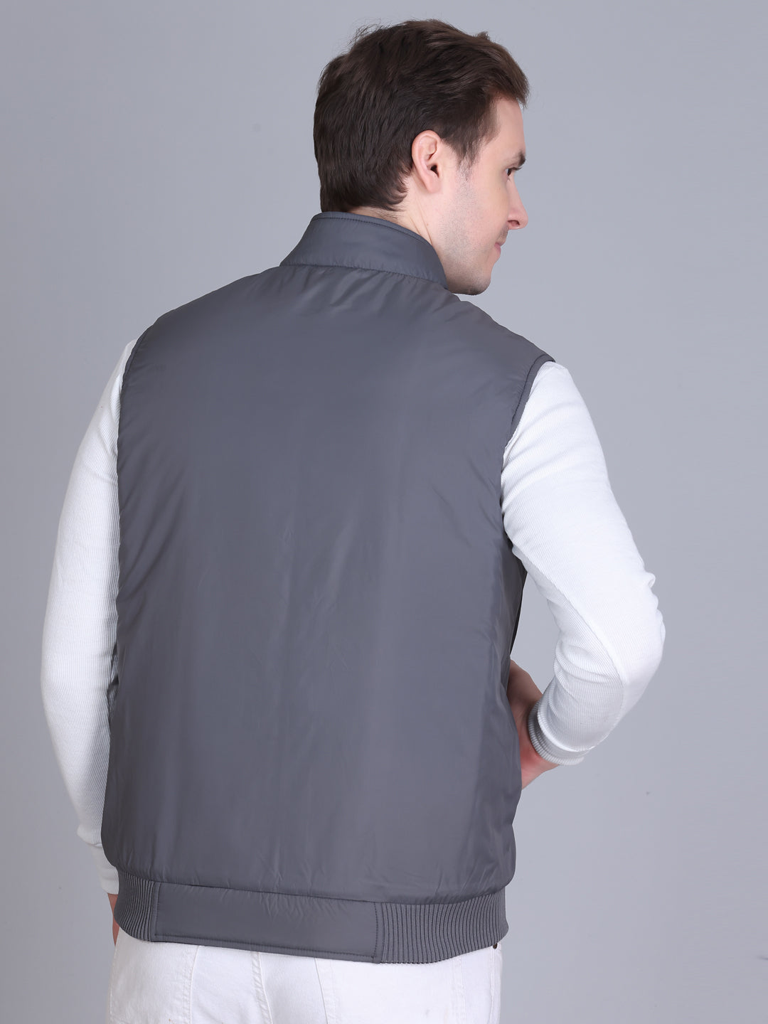 Men Winter Sleeveless Puffer Zipper Jacket