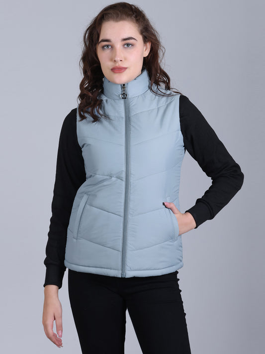 Women's Sleeveless Puffer Jacket Baby Blue