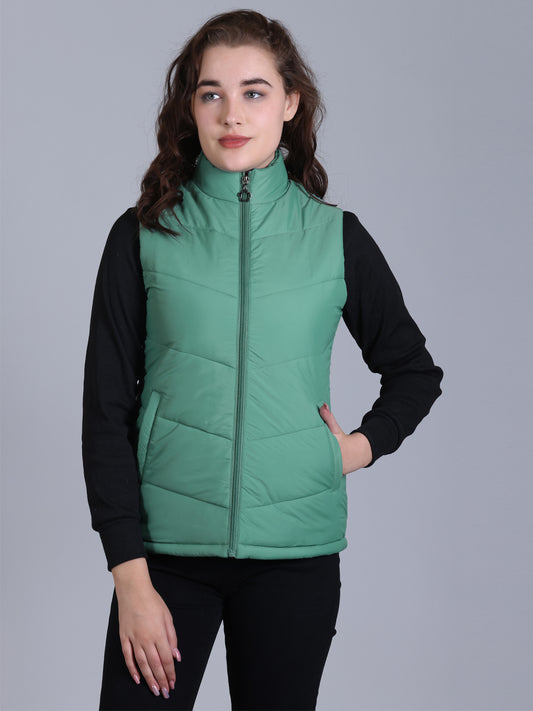 Women's Sleeveless Puffer Jacket Dark Mint