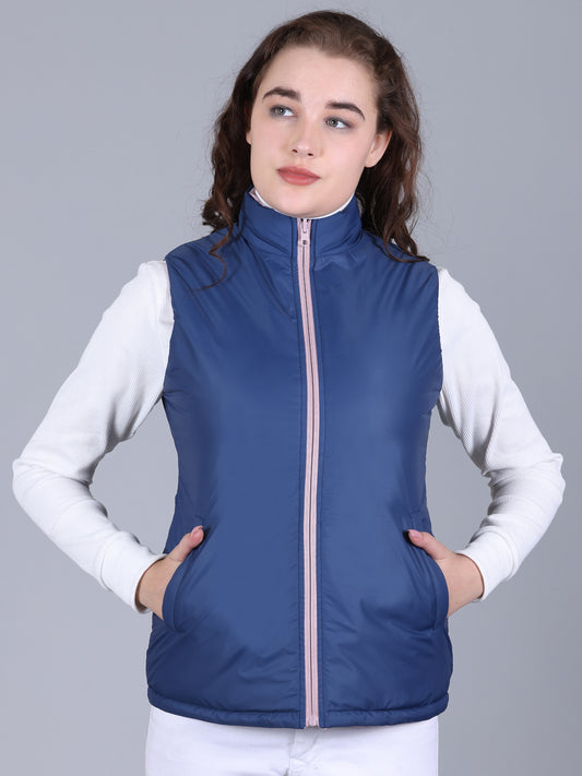 Reversible Jacket for Women Winter Wear With 2 Zip Pocket Pink Denim (0555)