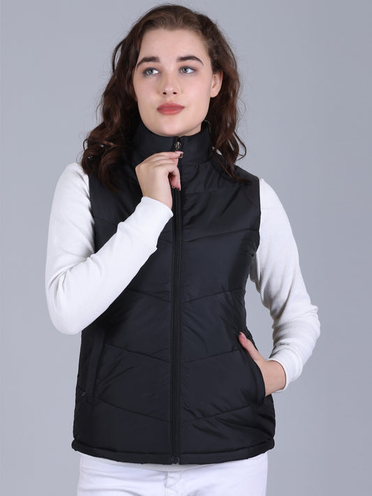 Women's Sleeveless Puffer Jacket Black