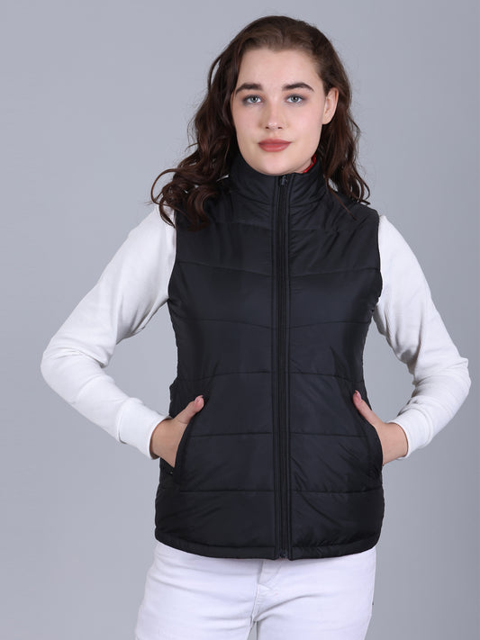 Reversible Jacket for Women Winter Wear With 2 Zip Pocket Dark Mint Black (0555)