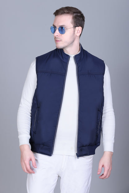 Men Winter Sleeveless Puffer Zipper Jacket