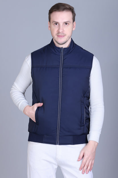 Men Winter Sleeveless Puffer Zipper Jacket