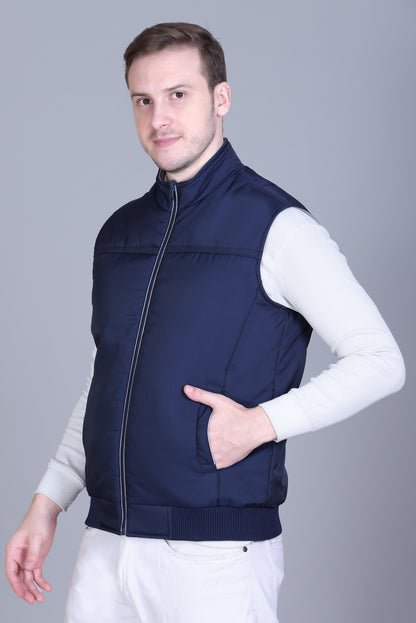 Men Winter Sleeveless Puffer Zipper Jacket