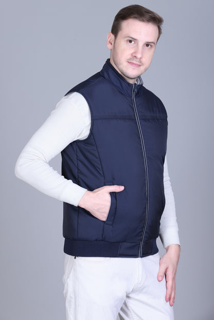 Men Winter Sleeveless Puffer Zipper Jacket