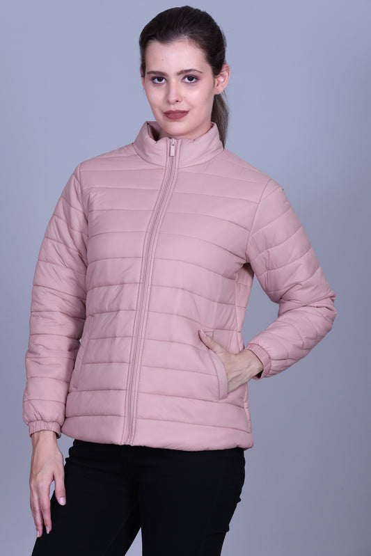 Women's Winter Puffer Jacket – Quilted, Warm & Windproof Coat Baby Pink