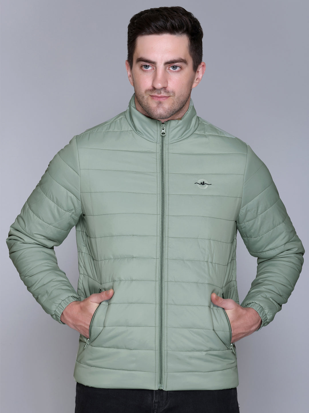 MINT NYLON ZIPPER MEN Puffer Jacket Singal Side Full Sleeve