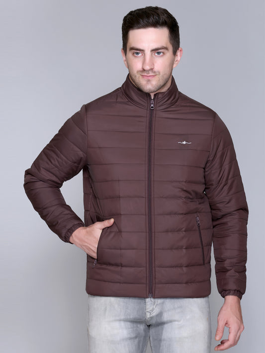 WINE NYLON ZIPPER MEN Puffer Jacket Singal Side Full Sleeve