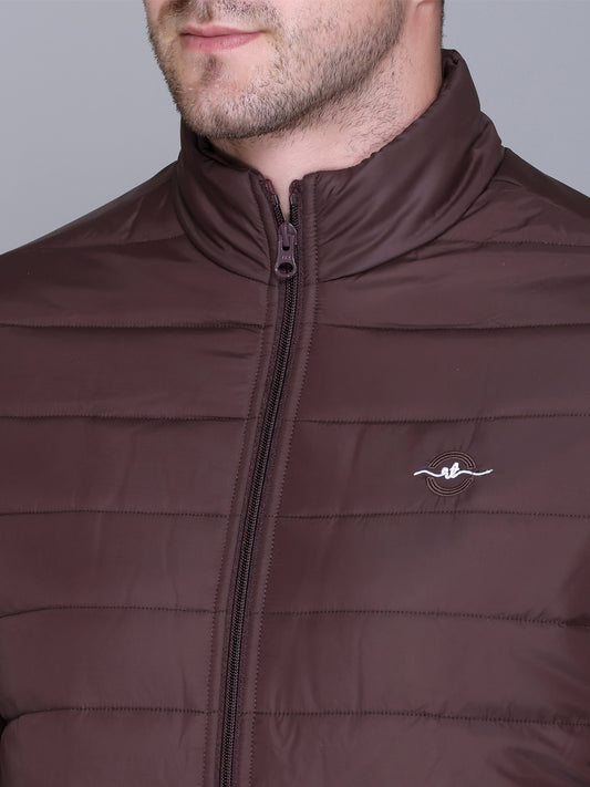 WINE NYLON ZIPPER MEN Puffer Jacket Singal Side Full Sleeve