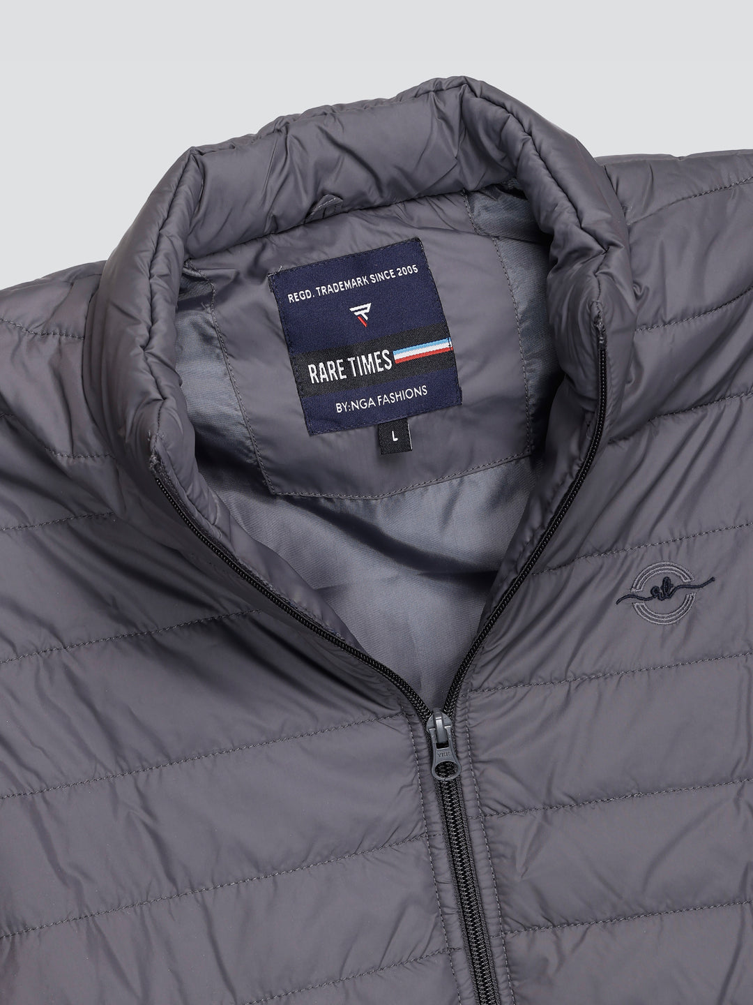 Men Winter Sleeveless Puffer Zipper Jacket Dark Grey