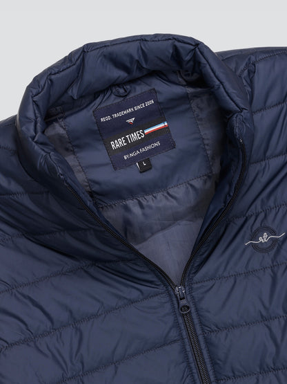 Men Winter Sleeveless Puffer Zipper Jacket Dark Navy