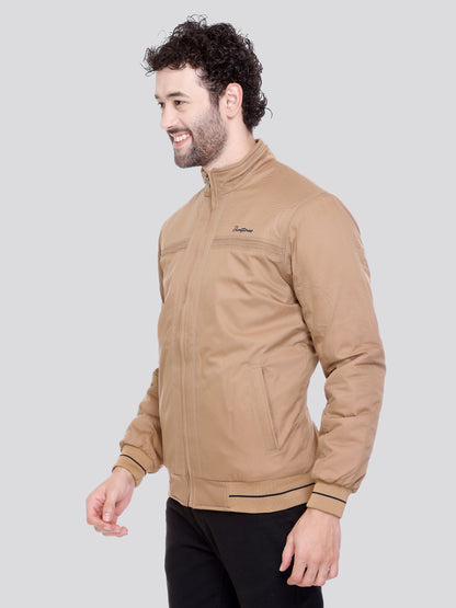 BEIGE Imported Fabric ZIPPER MEN Bomber Jacket Singal Side Full Sleeve