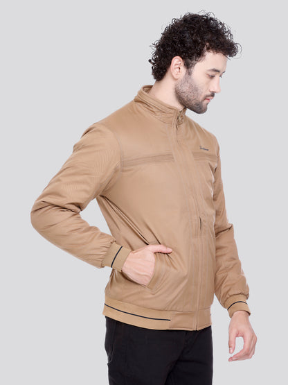 BEIGE Imported Fabric ZIPPER MEN Bomber Jacket Singal Side Full Sleeve