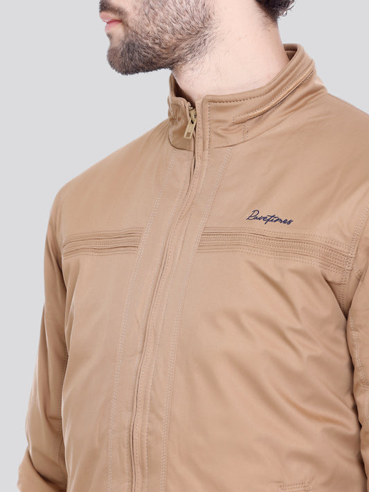BEIGE Imported Fabric ZIPPER MEN Bomber Jacket Singal Side Full Sleeve