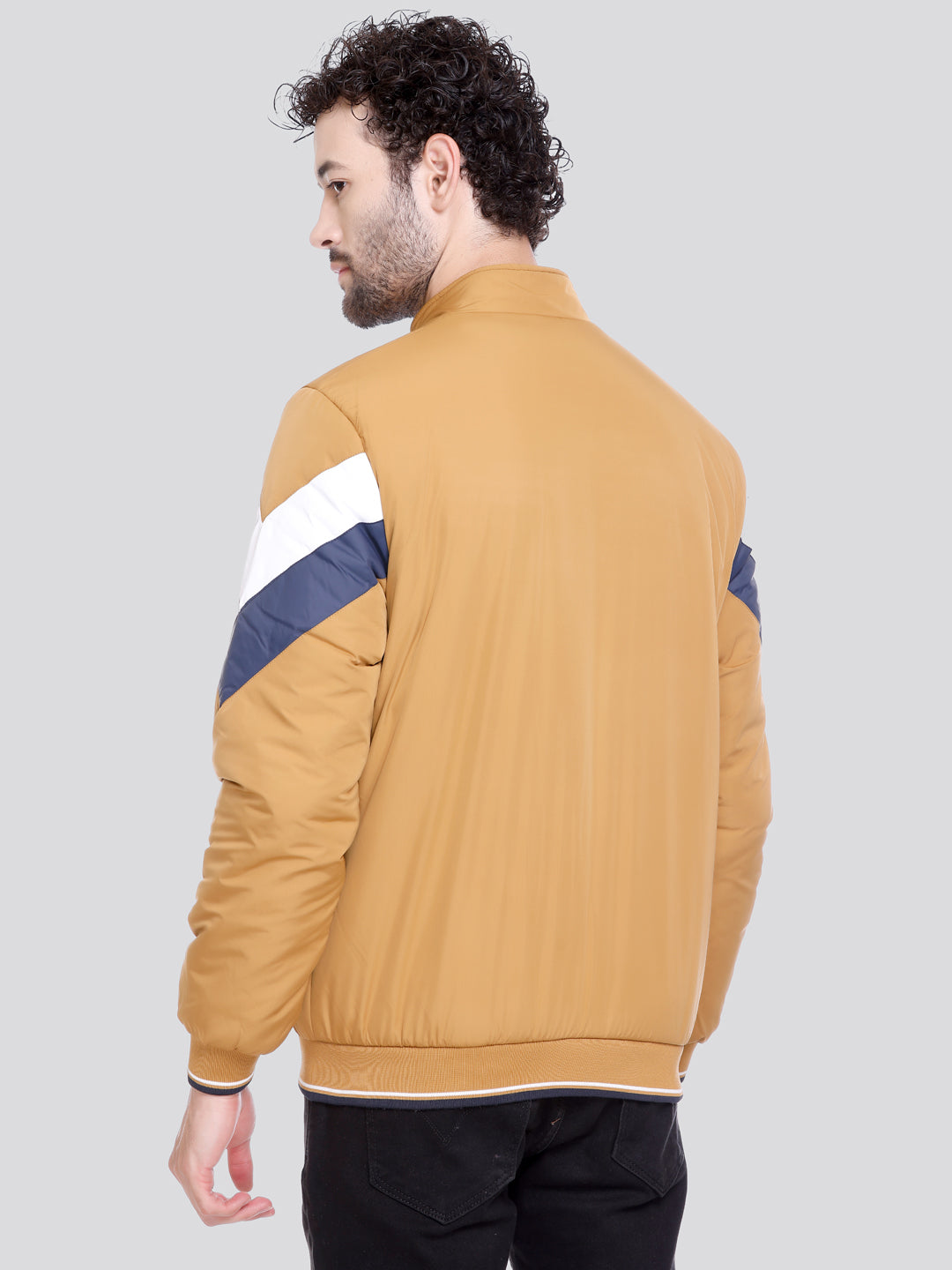 MUSTARD POLYESTER ZIPPER MEN Bomber Jacket Reversible Full Sleeve