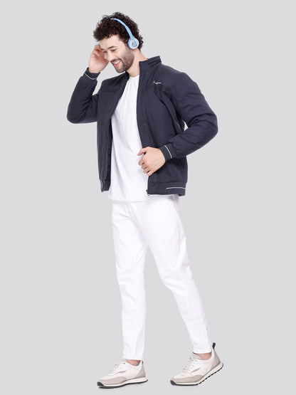 NAVY Imported Fabric ZIPPER MEN Bomber Jacket Singal Side Full Sleeve