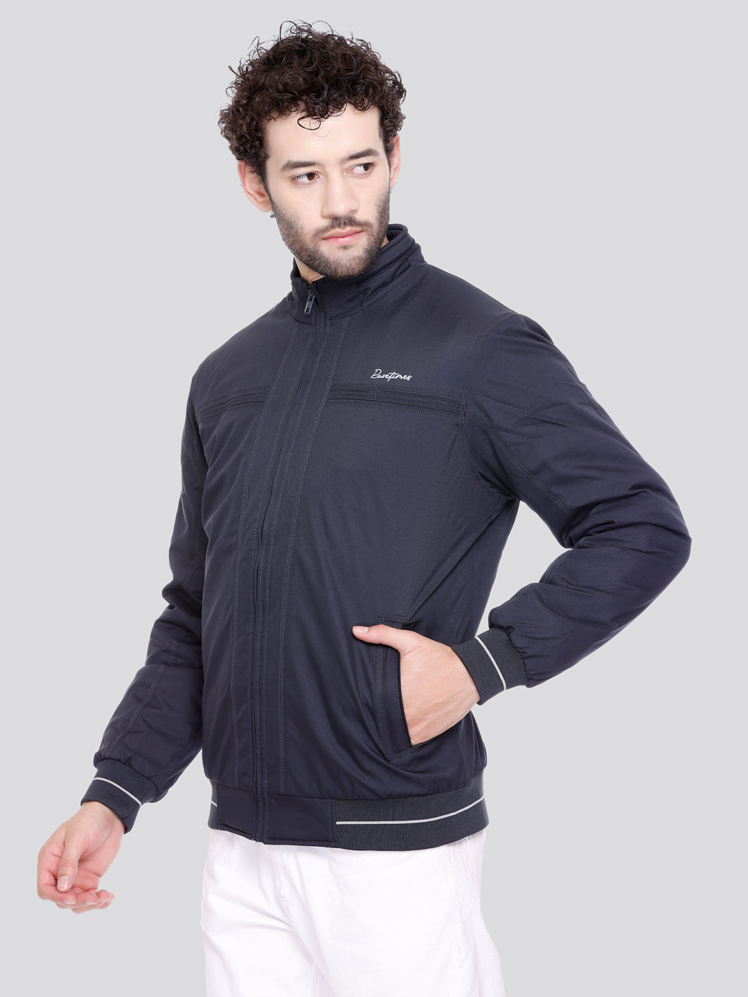 NAVY ZIPPER  Bomber Jacket  Full Sleeve