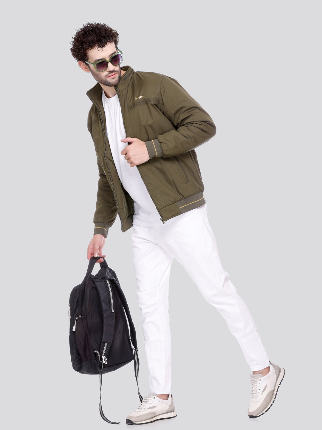 OLIVE Imported Fabric ZIPPER MEN Bomber Jacket Singal Side Full Sleeve
