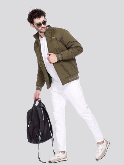 OLIVE Imported Fabric ZIPPER MEN Bomber Jacket Singal Side Full Sleeve