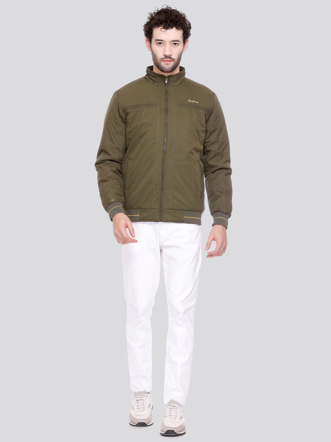 OLIVE Imported Fabric ZIPPER MEN Bomber Jacket Singal Side Full Sleeve