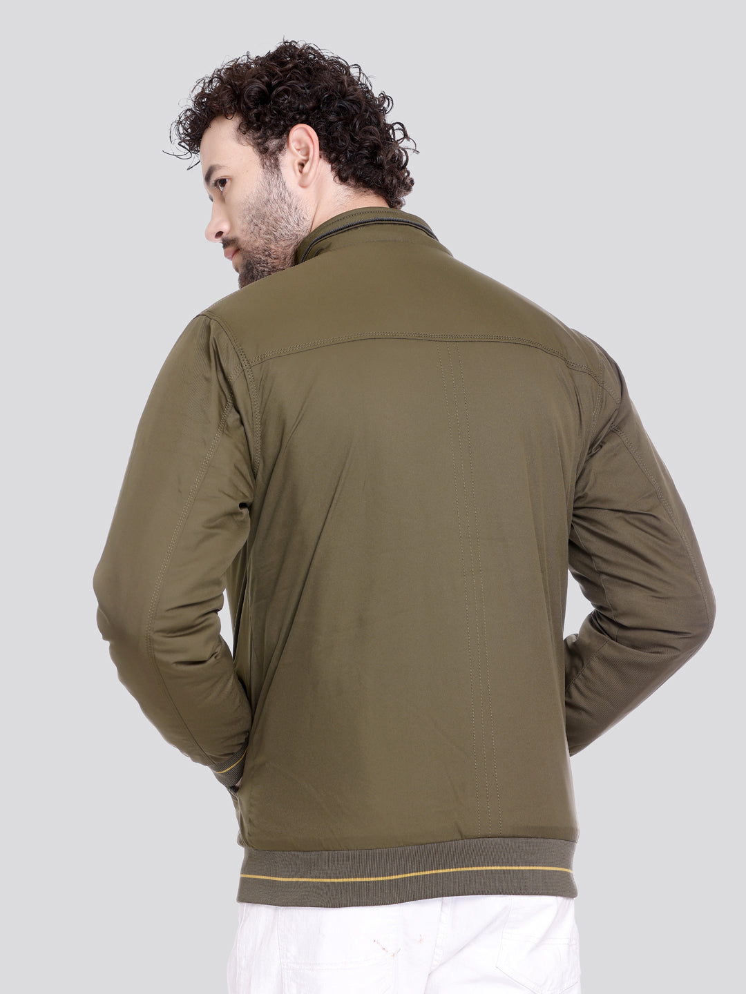 OLIVE Imported Fabric ZIPPER MEN Bomber Jacket Singal Side Full Sleeve