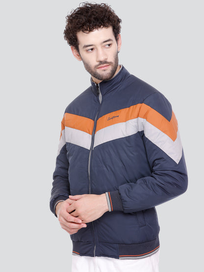 NAVY POLYESTER ZIPPER MEN Bomber Jacket Reversible Full Sleeve