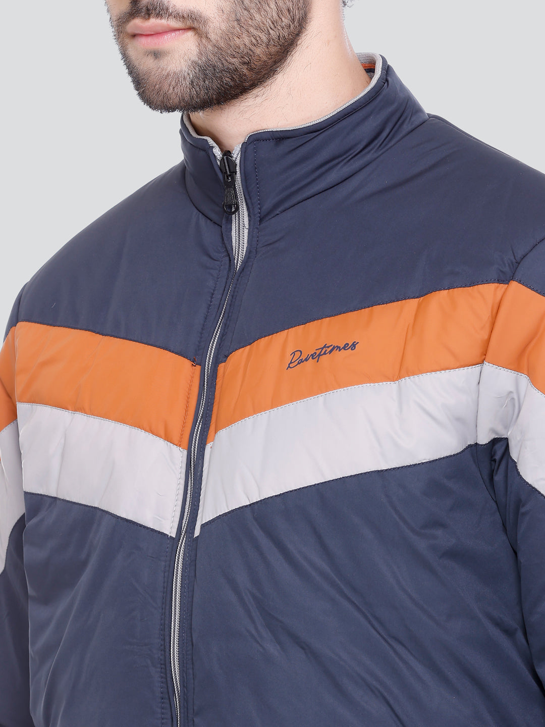 NAVY POLYESTER ZIPPER MEN Bomber Jacket Reversible Full Sleeve