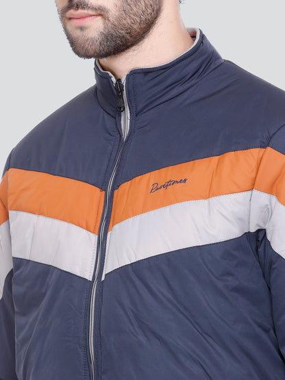 NAVY POLYESTER ZIPPER MEN Bomber Jacket Reversible Full Sleeve