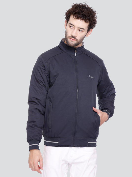 TAN Imported Fabric ZIPPER MEN Bomber Jacket Reversible Full Sleeve