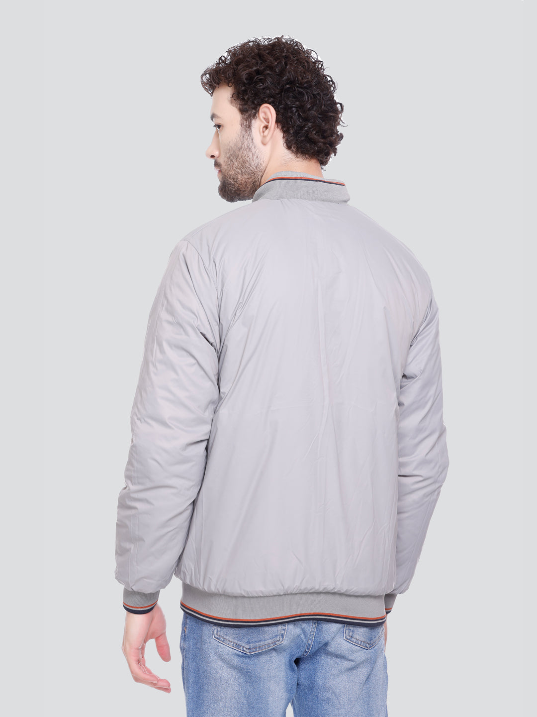 NAVY POLYESTER ZIPPER MEN Bomber Jacket Reversible Full Sleeve