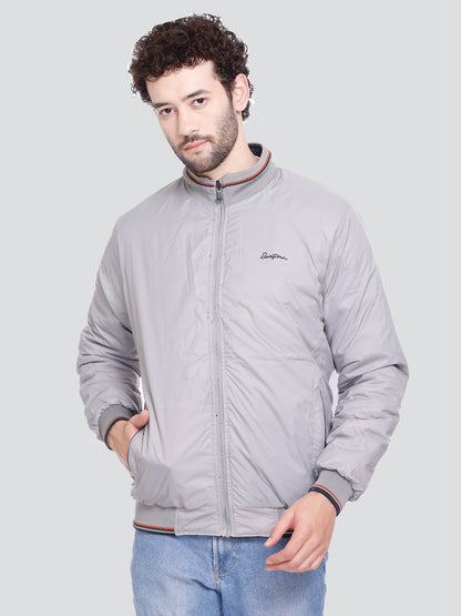 NAVY POLYESTER ZIPPER MEN Bomber Jacket Reversible Full Sleeve