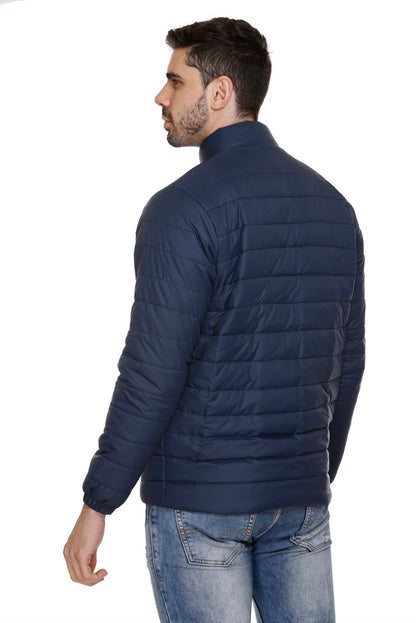 NAVY NYLON ZIPPER MEN Puffer Jacket Singal Side Full Sleeve