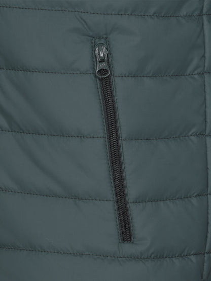 Men Winter Sleeveless Puffer Zipper Jacket Bottle Green