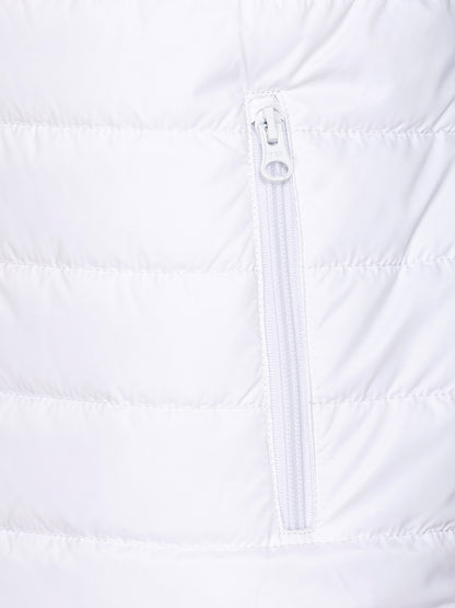 Men Winter Sleeveless Puffer Zipper Jacket White