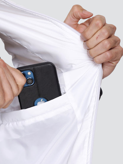 Men Winter Sleeveless Puffer Zipper Jacket White