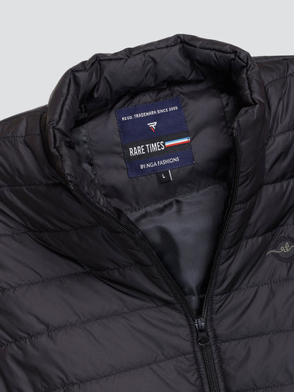 Men Winter Sleeveless Puffer Zipper Jacket Black